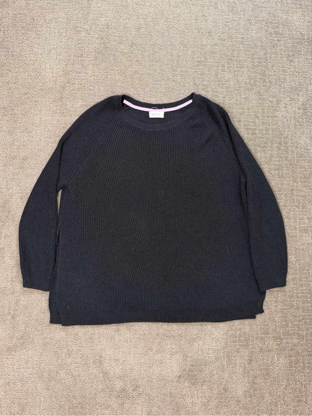 Mer Sea Camden Crewneck Knit Sweater Black Button Detail OS Preppy Coastal